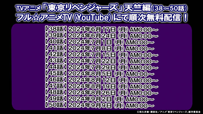 『東京リベンジャーズ』天竺編 YouTubeで全13話が順次無料公開、本日配信スタート【待望の続編制作決定！】